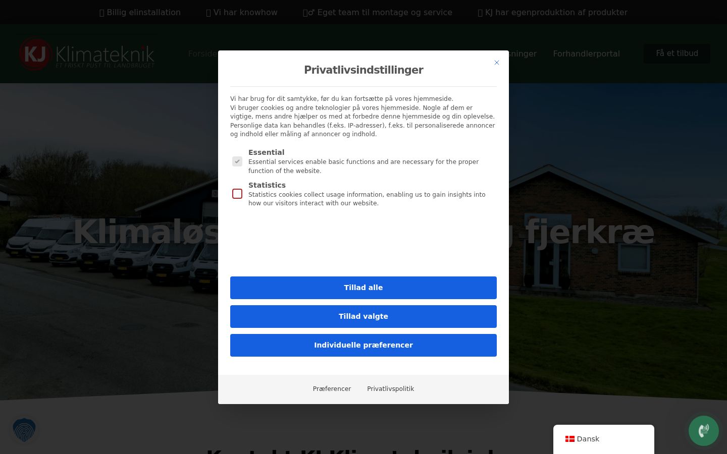 Skærmbillede af samtykkebanneret, som det blev vist før nogen interaktion