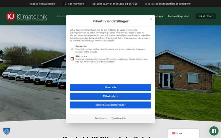 Screenshot of kj-klimateknik.dk