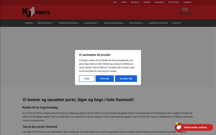Screenshot of kj-porte.dk
