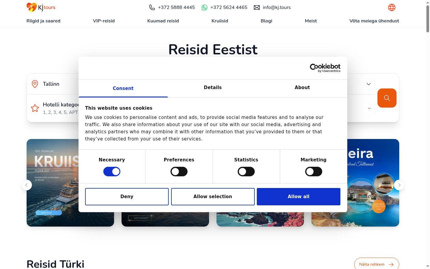 Screenshot of the consent banner shown before any interaction