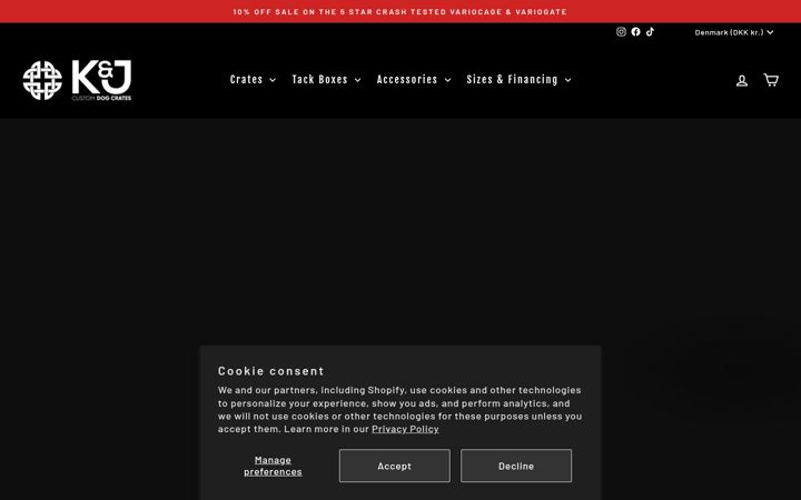 Screenshot of kjcustomdogcrates.ca
