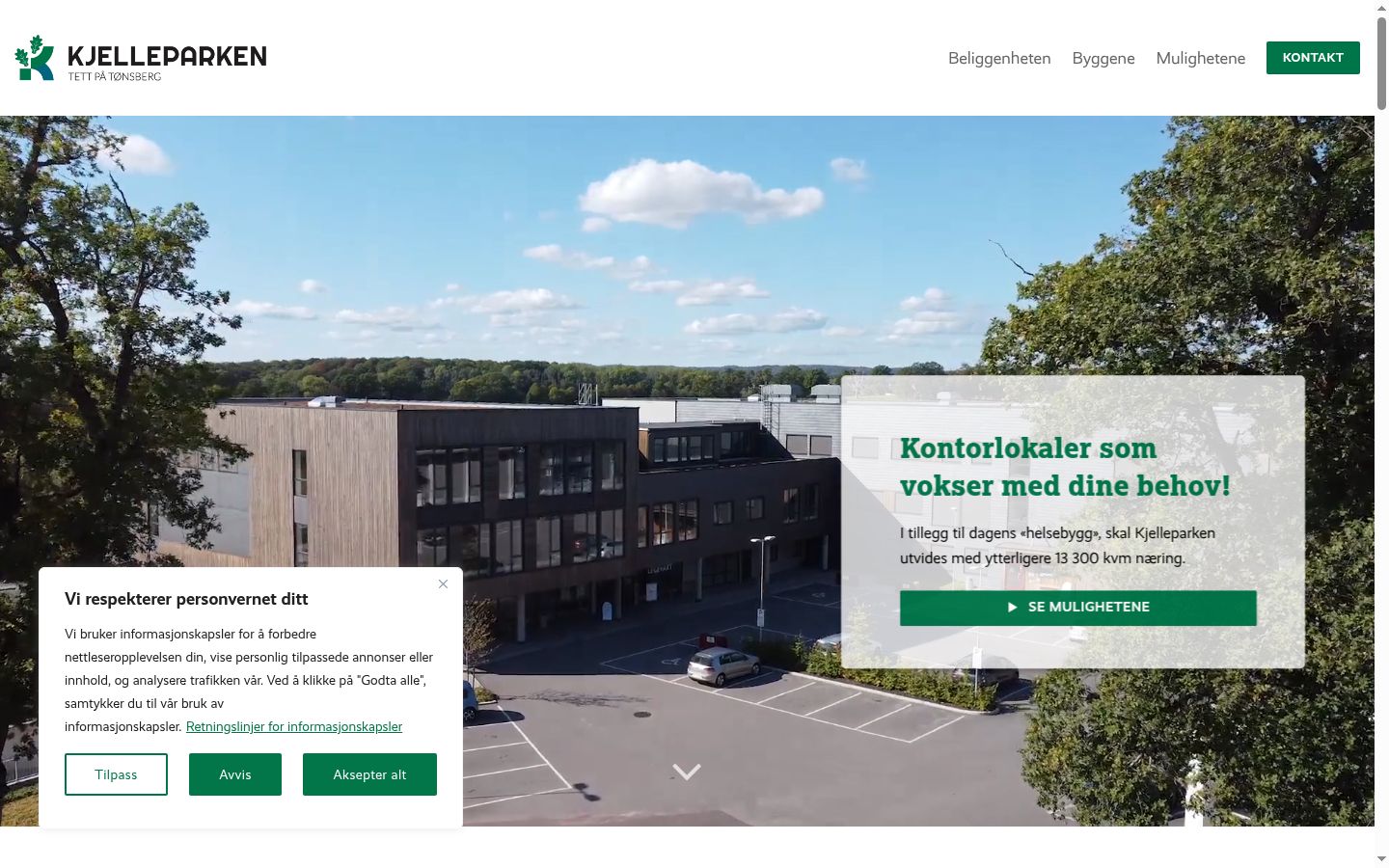 Skærmbillede af samtykkebanneret, som det blev vist før nogen interaktion