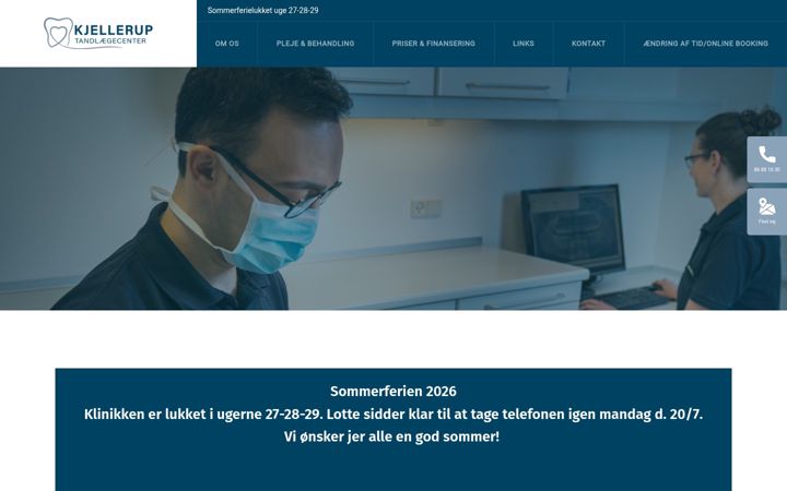 Kuvakaappaus sivustosta kjelleruptandlaegecenter.dk