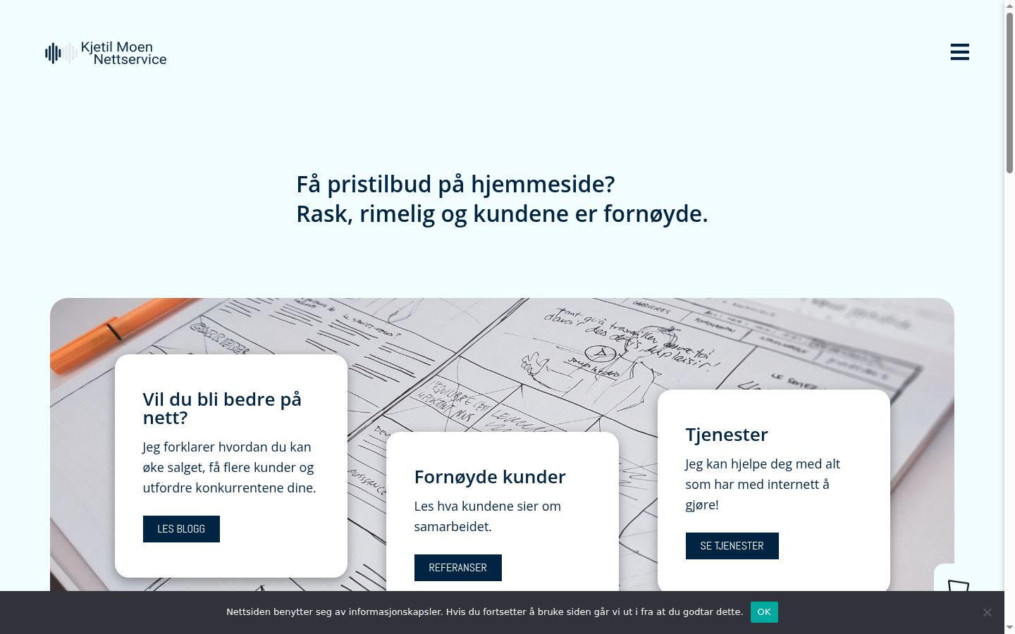 Skærmbillede af samtykkebanneret, som det blev vist før nogen interaktion