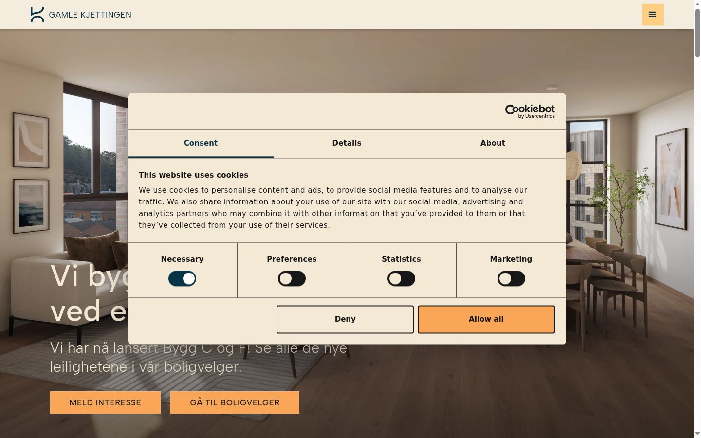 Screenshot del banner di consenso mostrato prima di qualsiasi interazione