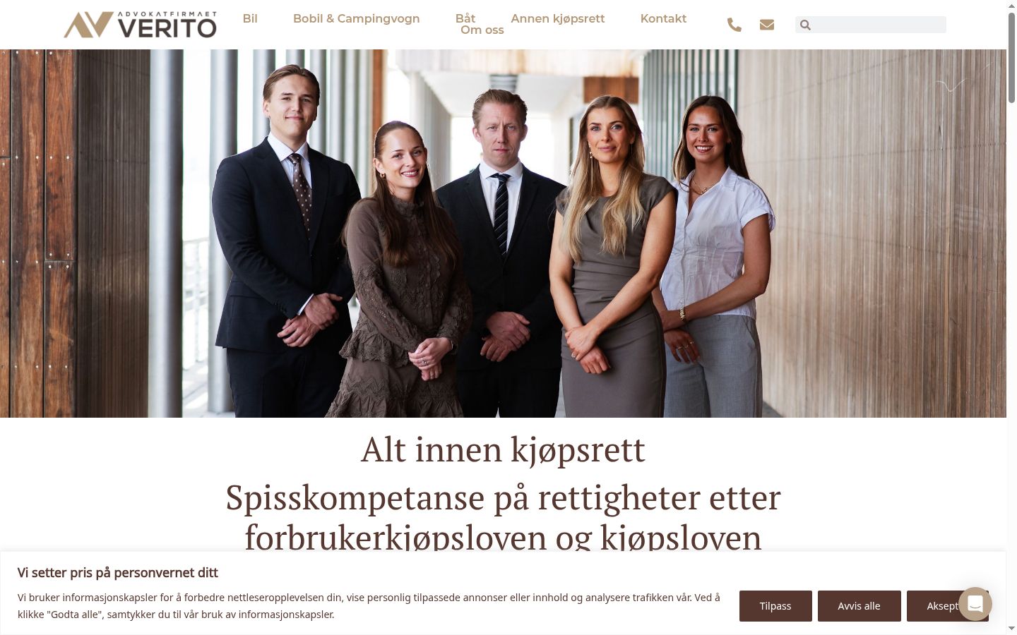 Skærmbillede af samtykkebanneret, som det blev vist før nogen interaktion