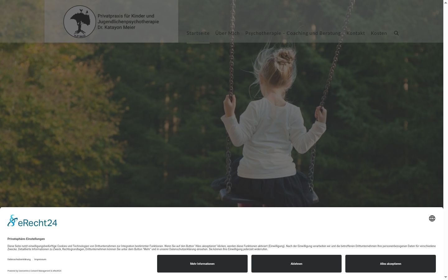 Screenshot des Einwilligungsbanners vor jeglicher Interaktion