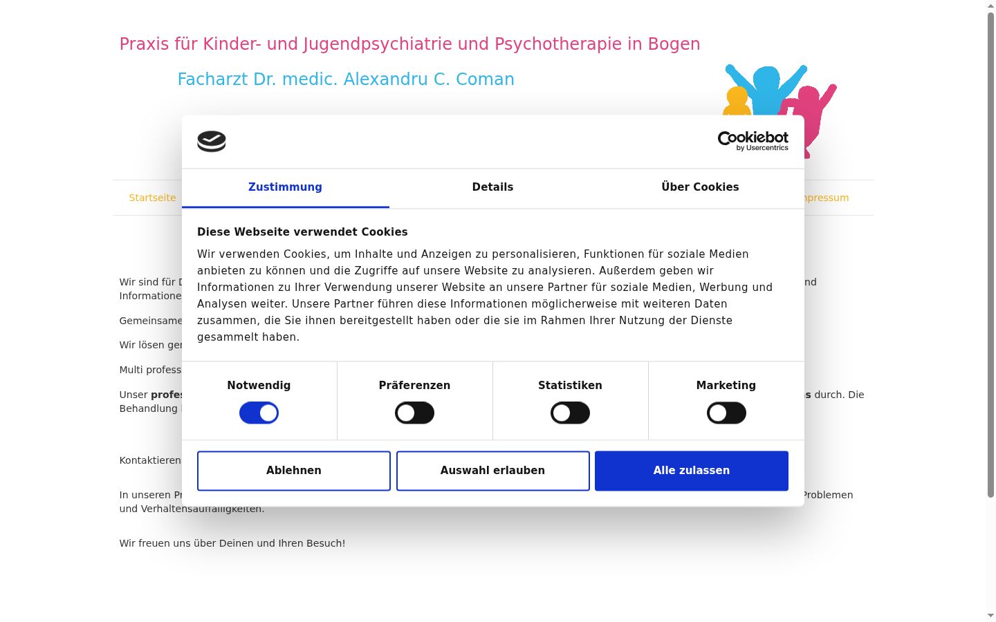 Capture d'écran de la bannière de consentement affichée avant toute interaction