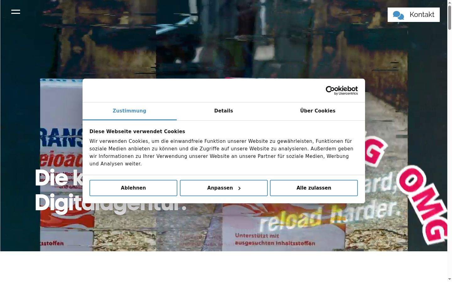 Skærmbillede af samtykkebanneret, som det blev vist før nogen interaktion