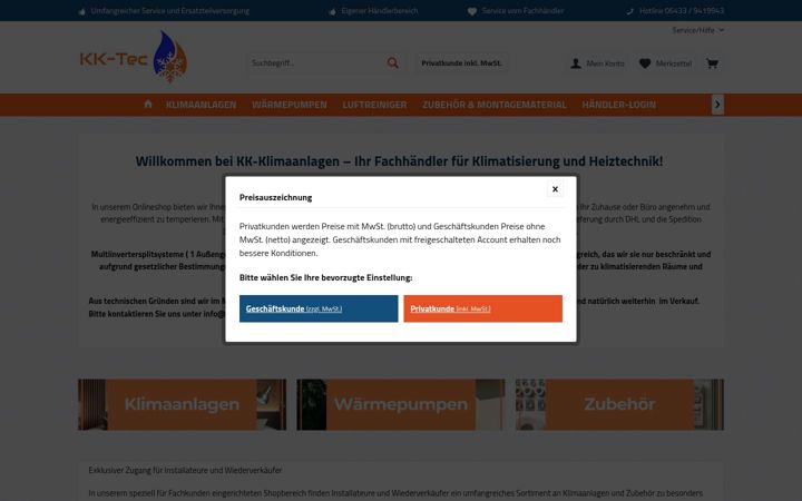 Screenshot of kk-klimaanlagen.com