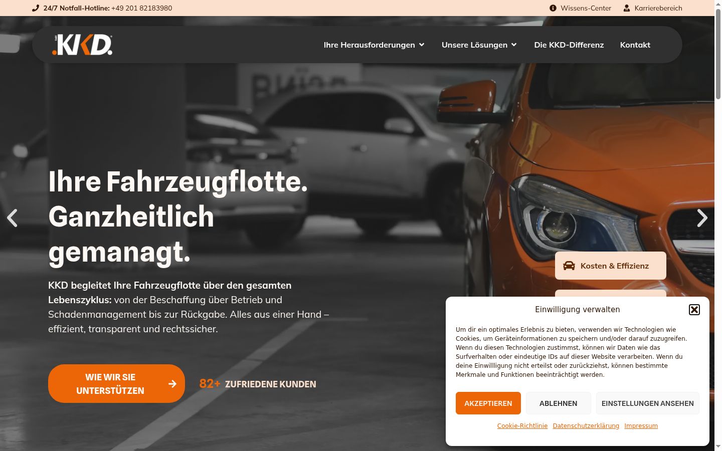 Screenshot des Einwilligungsbanners vor jeglicher Interaktion