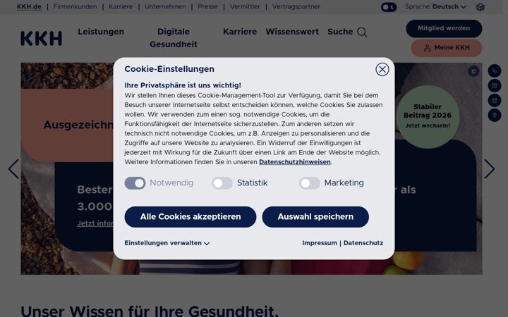 Screenshot of kkh.de