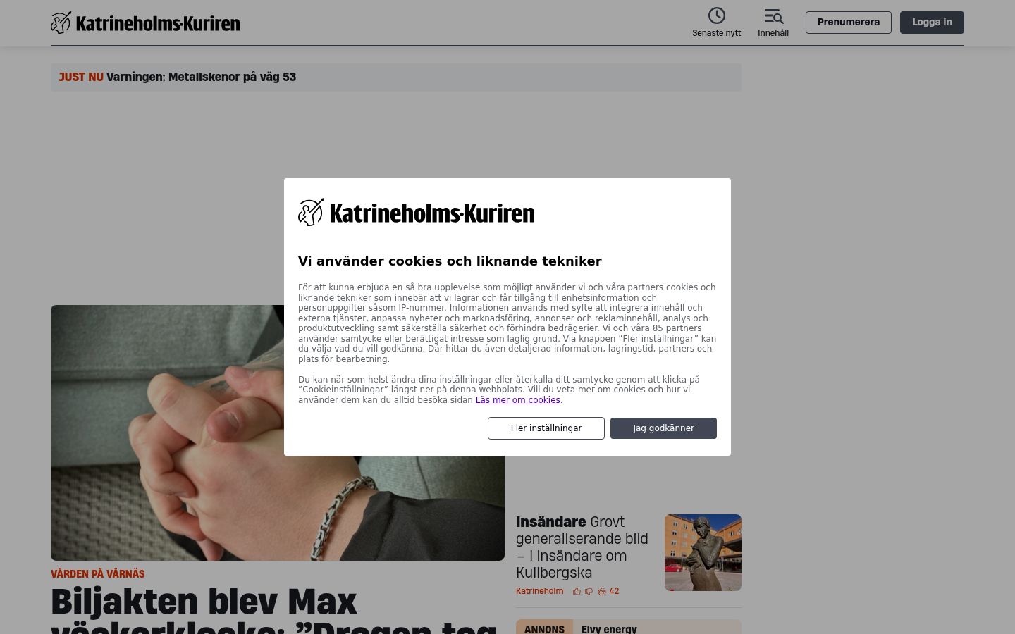 Sutikimo reklamjuostės, rodytos prieš bet kokią sąveiką, ekrano kopija
