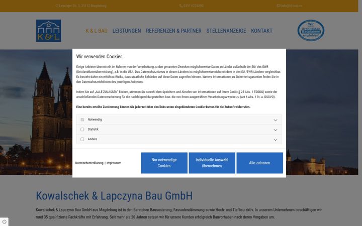 Screenshot of kl-bau.de