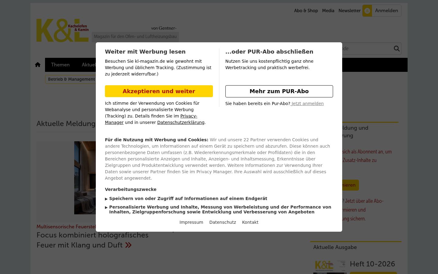 Screenshot del banner di consenso mostrato prima di qualsiasi interazione