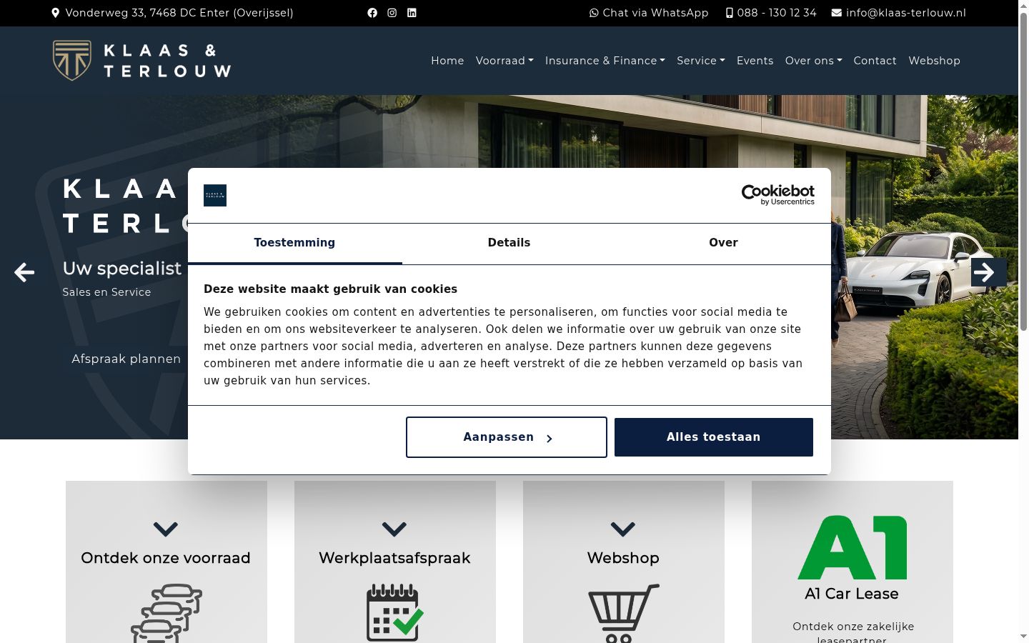 Screenshot del banner di consenso mostrato prima di qualsiasi interazione