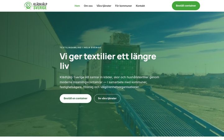 Screenshot of kladhjalp.se