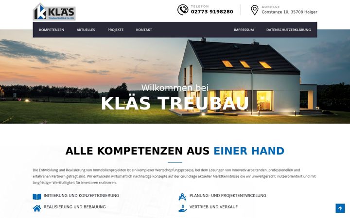 Screenshot of klaes-treubau.de