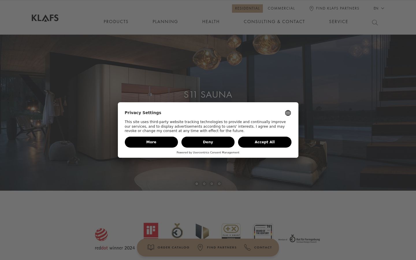 Captura de ecrã do banner de consentimento apresentado antes de qualquer interação