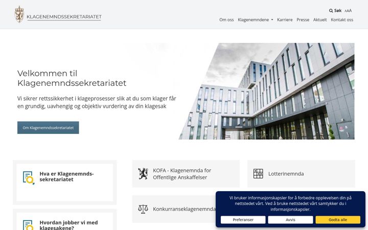 Screenshot of klagenemndssekretariatet.no