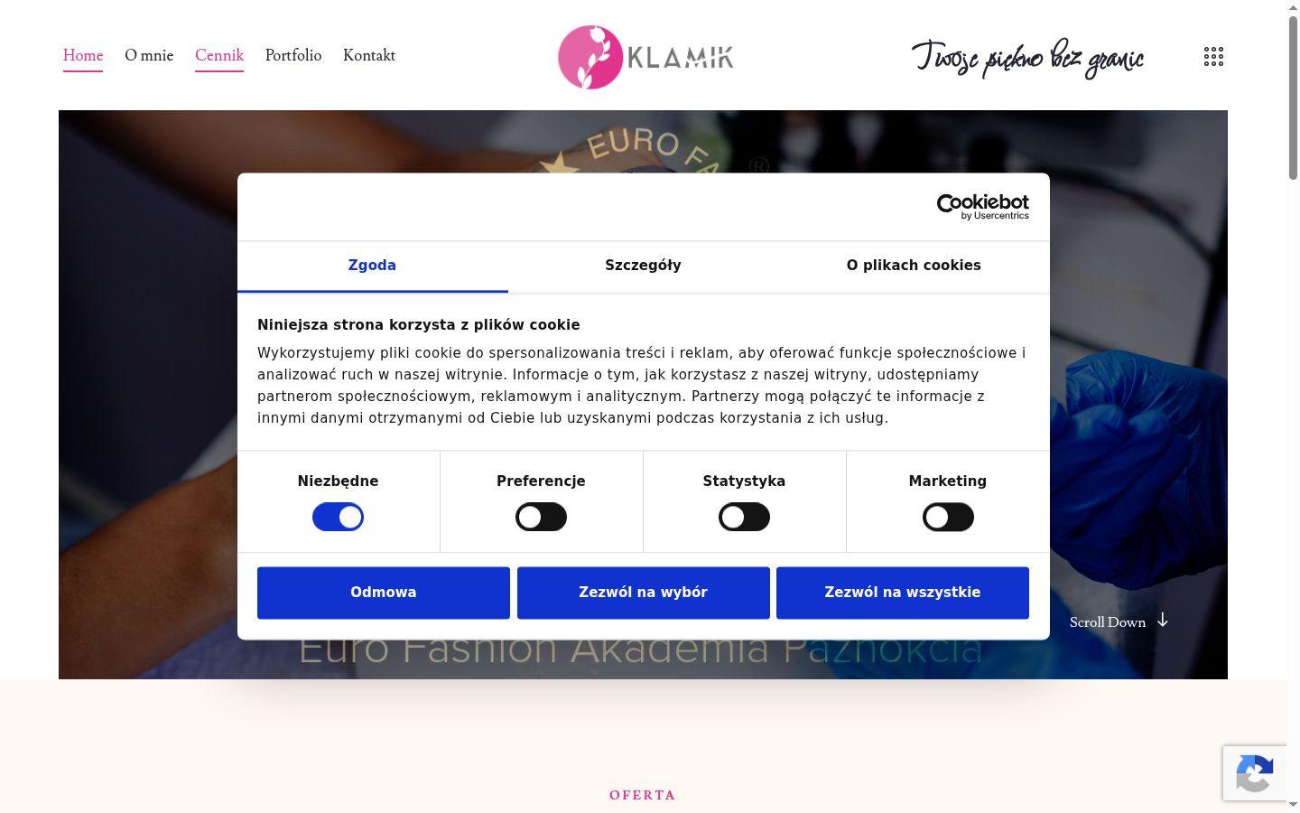 Screenshot del banner di consenso mostrato prima di qualsiasi interazione