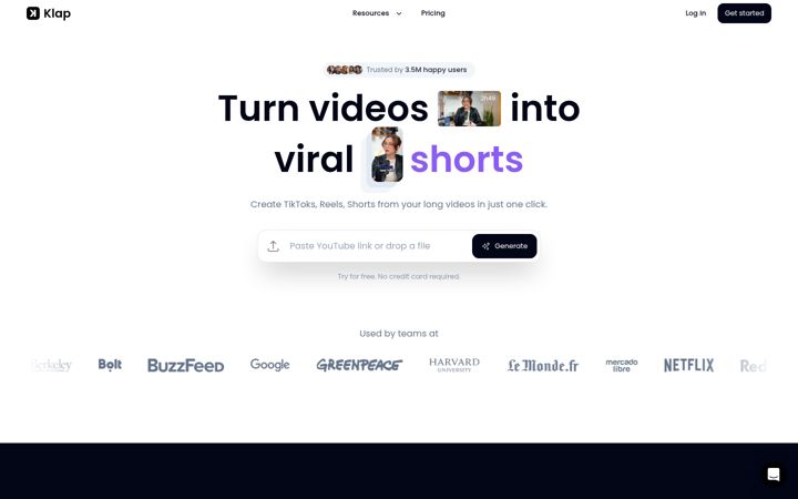 Screenshot stránky klap.app