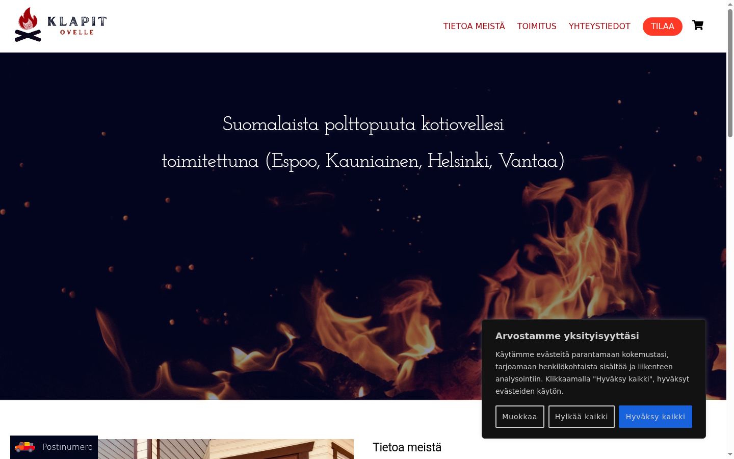 Screenshot of the consent banner shown before any interaction