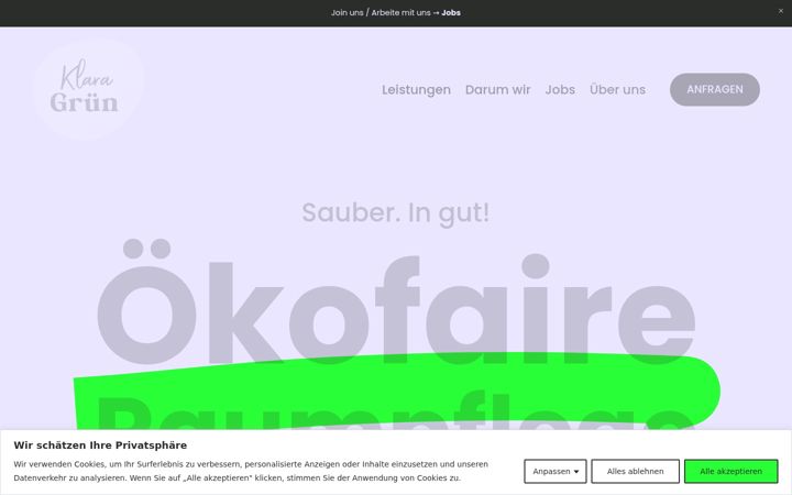 Screenshot of klara-gruen.de