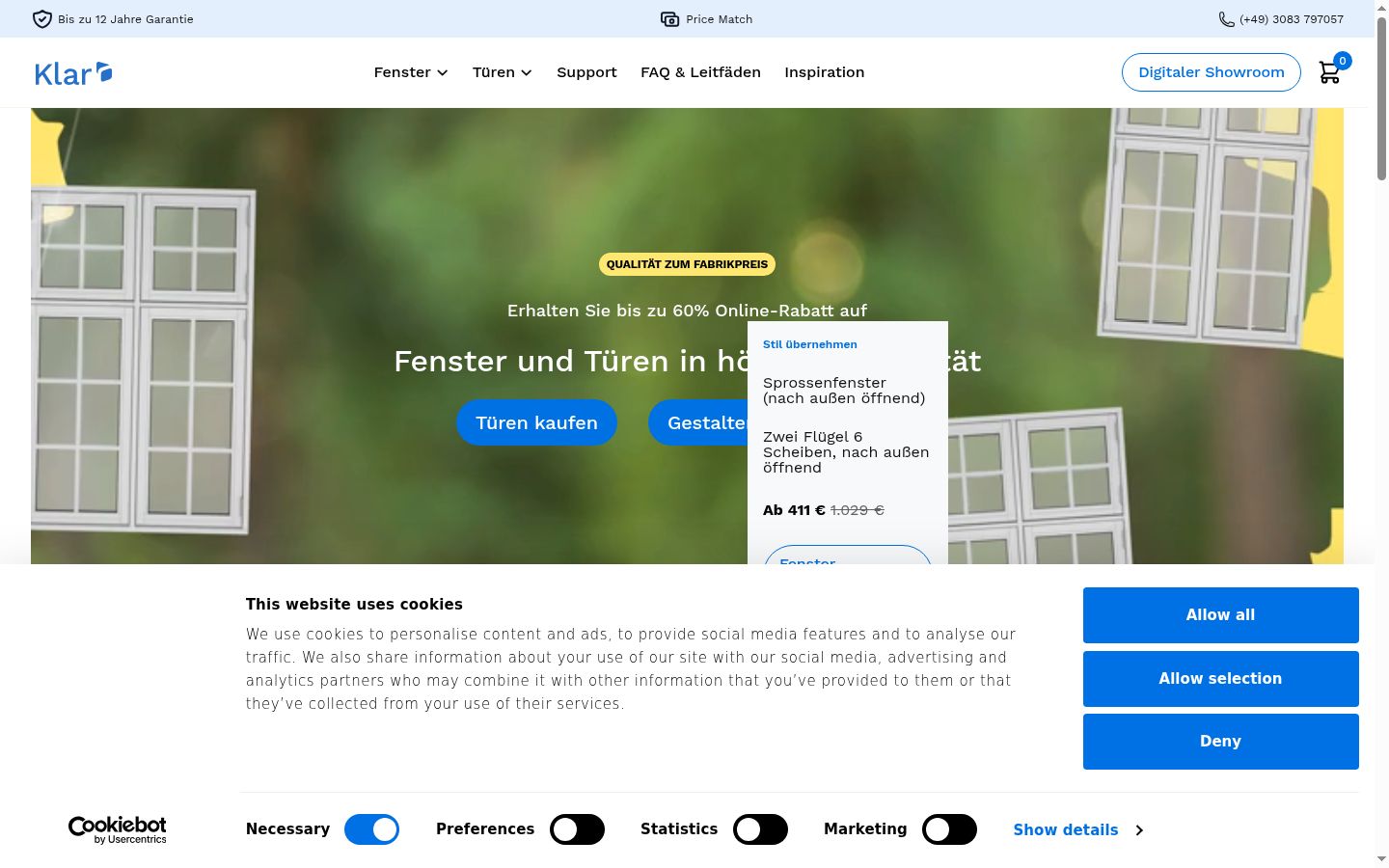 Screenshot of the consent banner shown before any interaction