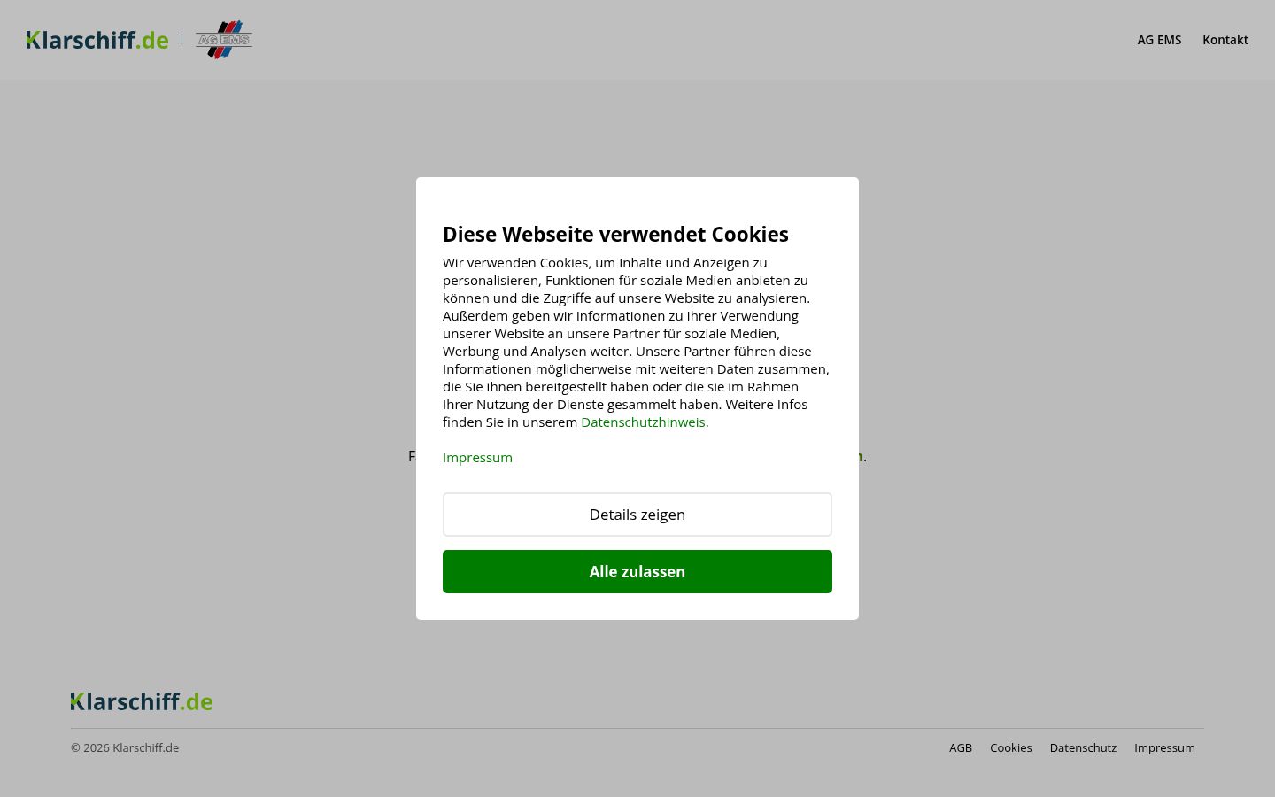 Screenshot del banner di consenso mostrato prima di qualsiasi interazione