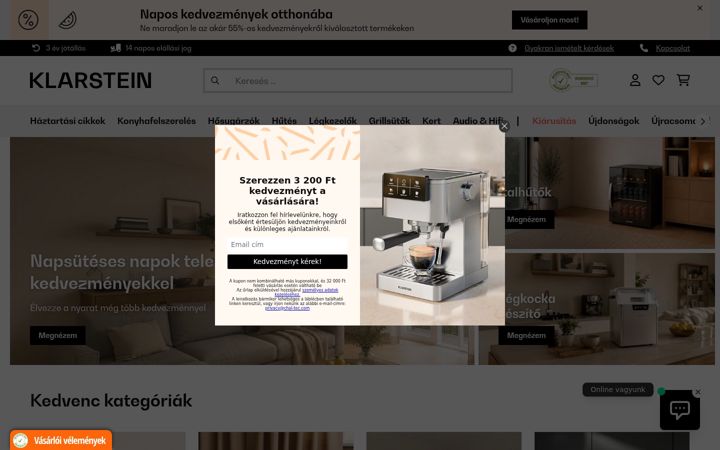 Screenshot of klarstein.hu