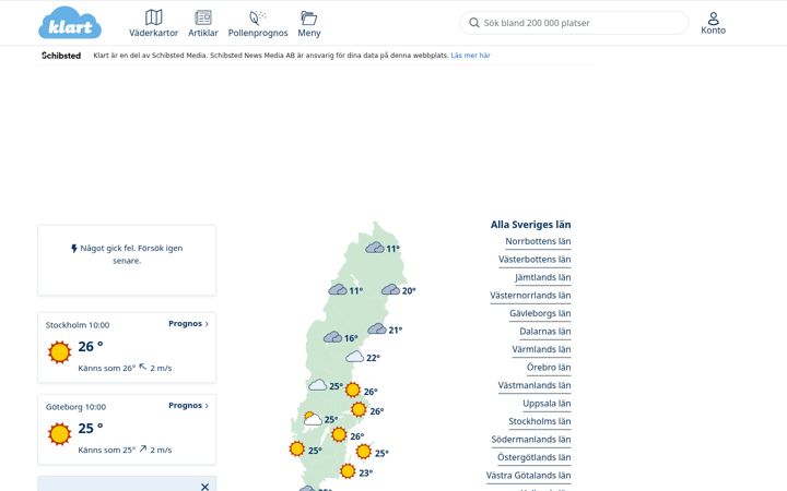 Screenshot stránky klart.se