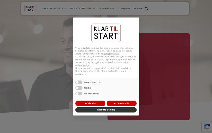Screenshot of klartilstart.dk