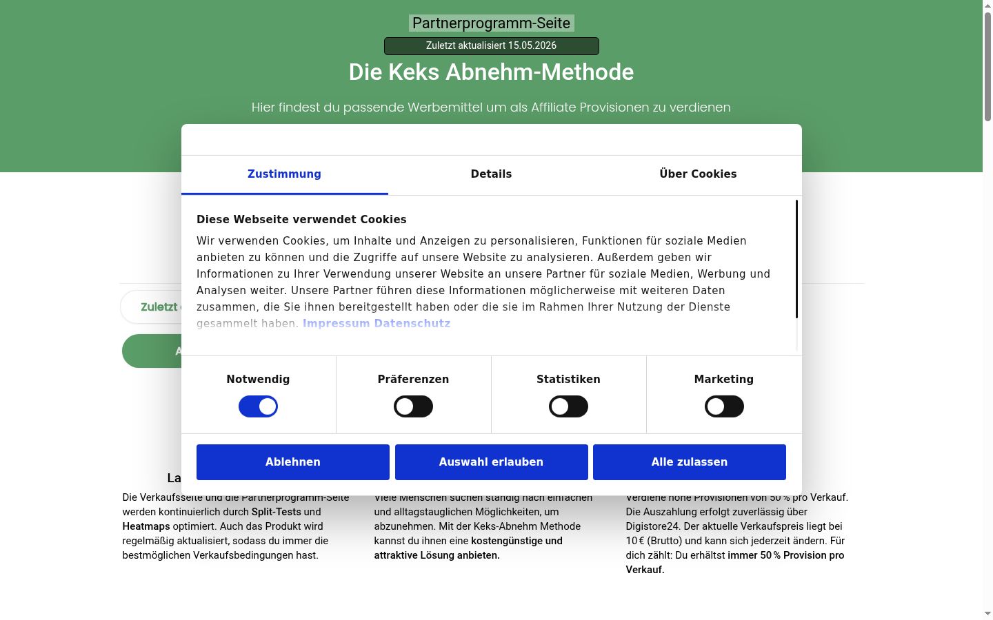 Captura de ecrã do banner de consentimento apresentado antes de qualquer interação
