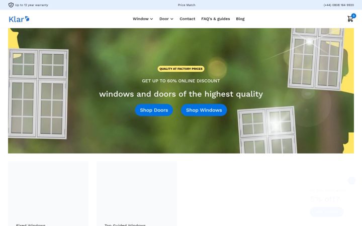 Screenshot of klarwindows.co.uk