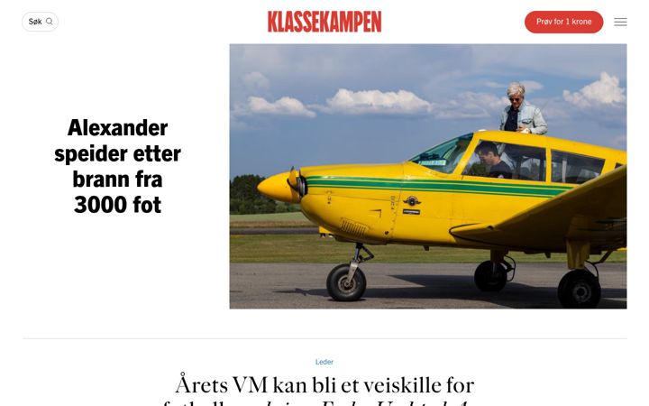 Screenshot of klassekampen.no