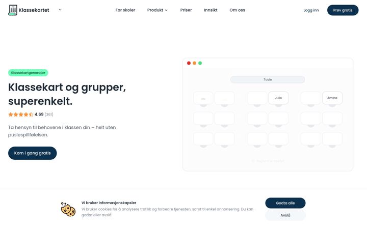 Screenshot di klassekartet.no