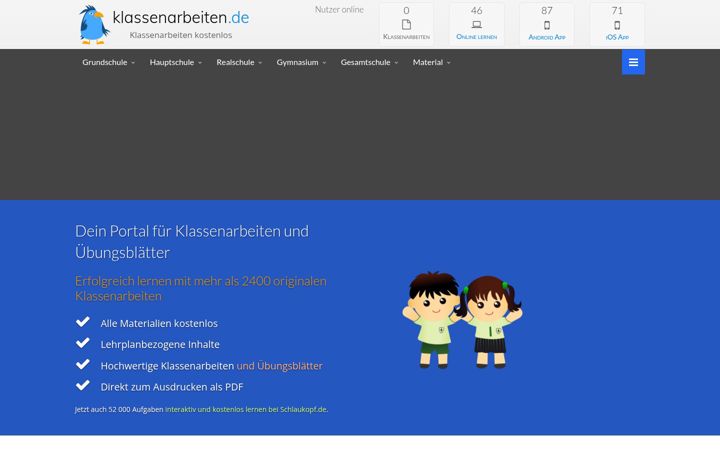 Screenshot of klassenarbeiten.de