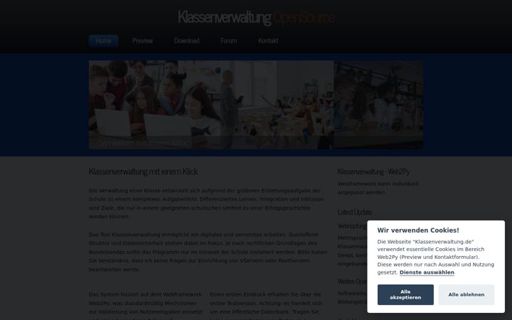 Screenshot of klassenverwaltung.de