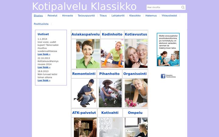 Screenshot of klassikko.fi