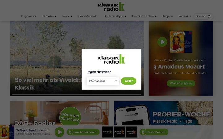 Screenshot of klassikradio.de
