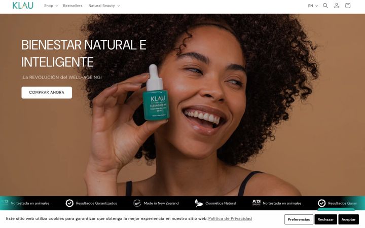 Screenshot of klaubeauty.com