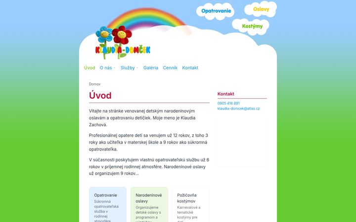 Screenshot of klaudia-domcek.sk