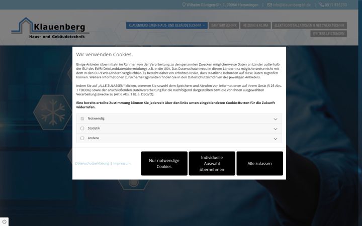 Screenshot of klauenberg-haustechnik.de