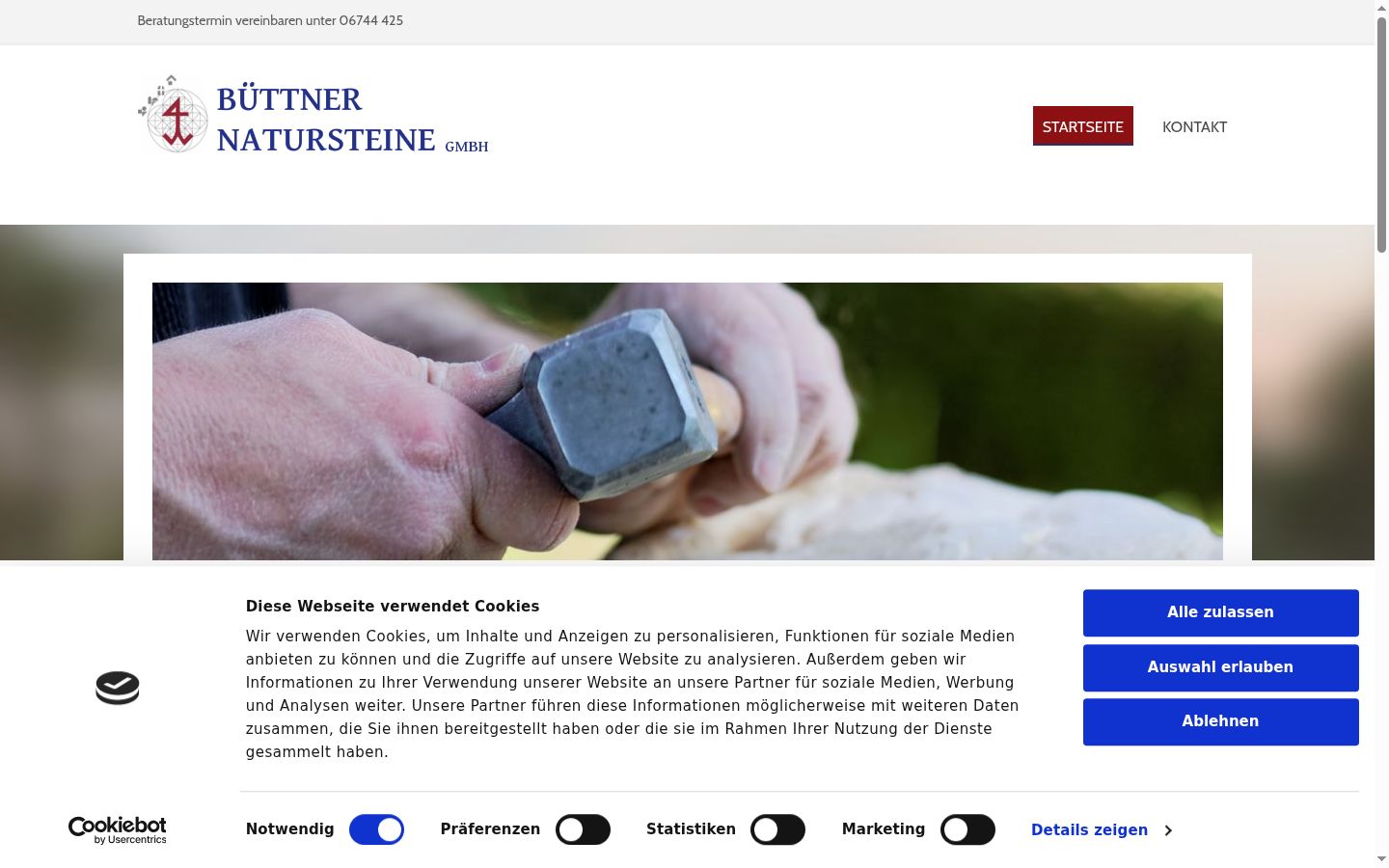 Screenshot des Einwilligungsbanners vor jeglicher Interaktion