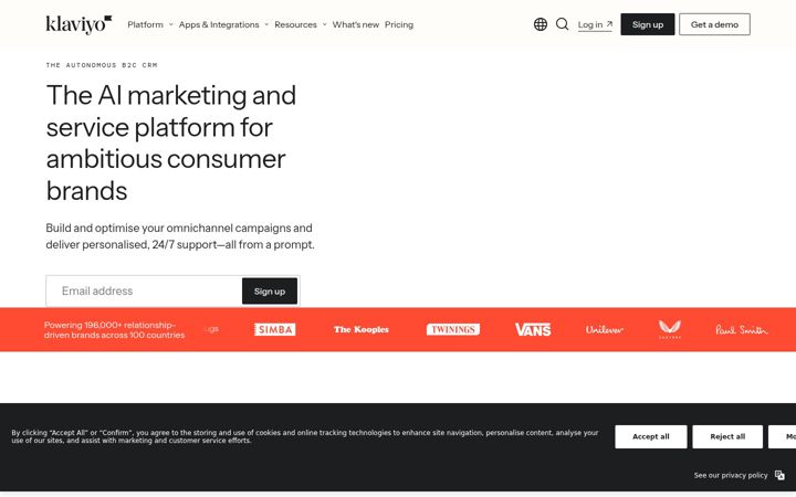 Screenshot ta' klaviyo.com