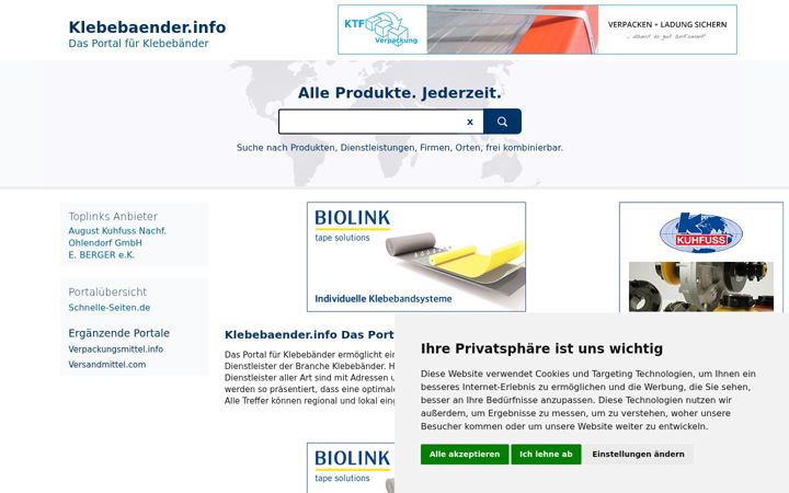 Screenshot of klebebaender.info