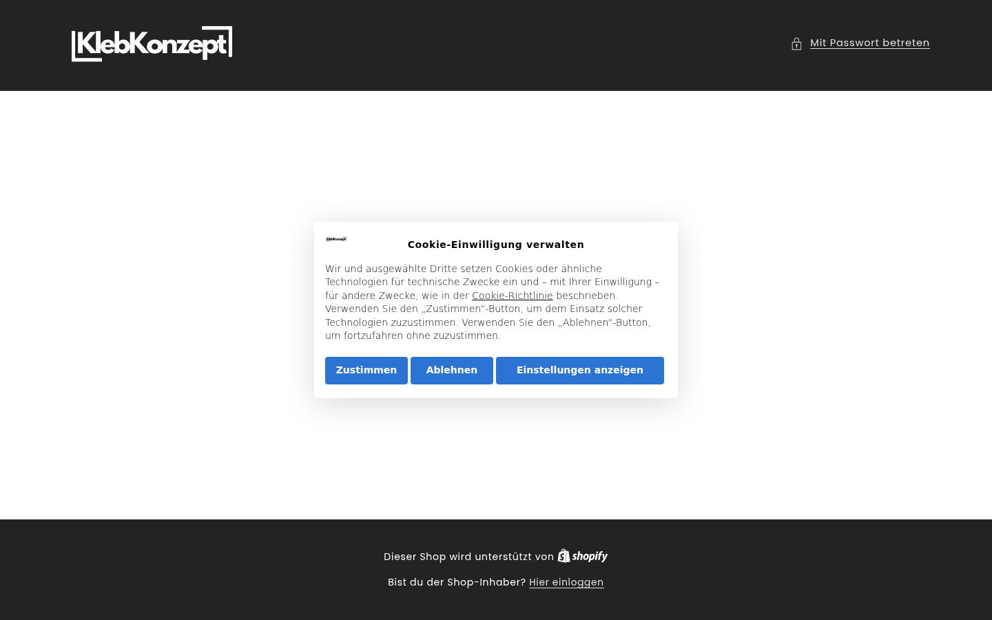 Screenshot of the consent banner shown before any interaction