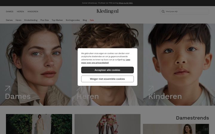Screenshot of kleding.nl