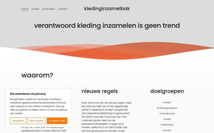Screenshot of kledinginzamelbak.nl